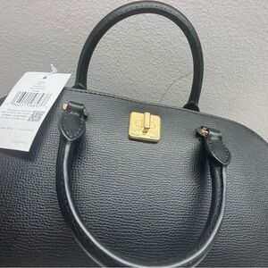 Kate Spade Black Leather Satchel with Gold Hardware